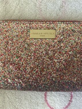 Adrienne Vittadini Multicolor Glitter Zip Cosmetic Clutch